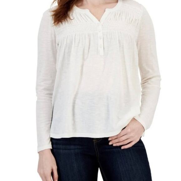 Tops - Style & Co NWT Knit Shirt Women's Size Large Henley  Smocked Cotton Blend